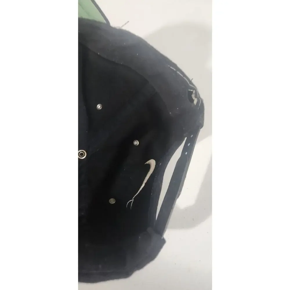 Vtg Nike Black Swoosh Strapback Mens Baseball Embroidered
